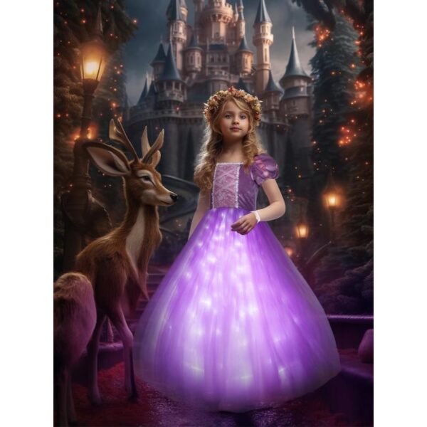 UPORPOR Light Up Purple Princess Dress Costumes for Girls Kids