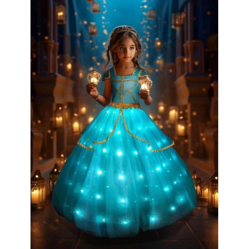 Buy UPORPOR Light Up Princess Dress Girls Halloween Costume Toddler Blue Princess  Dress Up Kids Outfit Vestito Online at desertcartINDIA